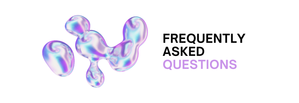 Blockchain recruitment FAQ page header with abstract 3D shapes